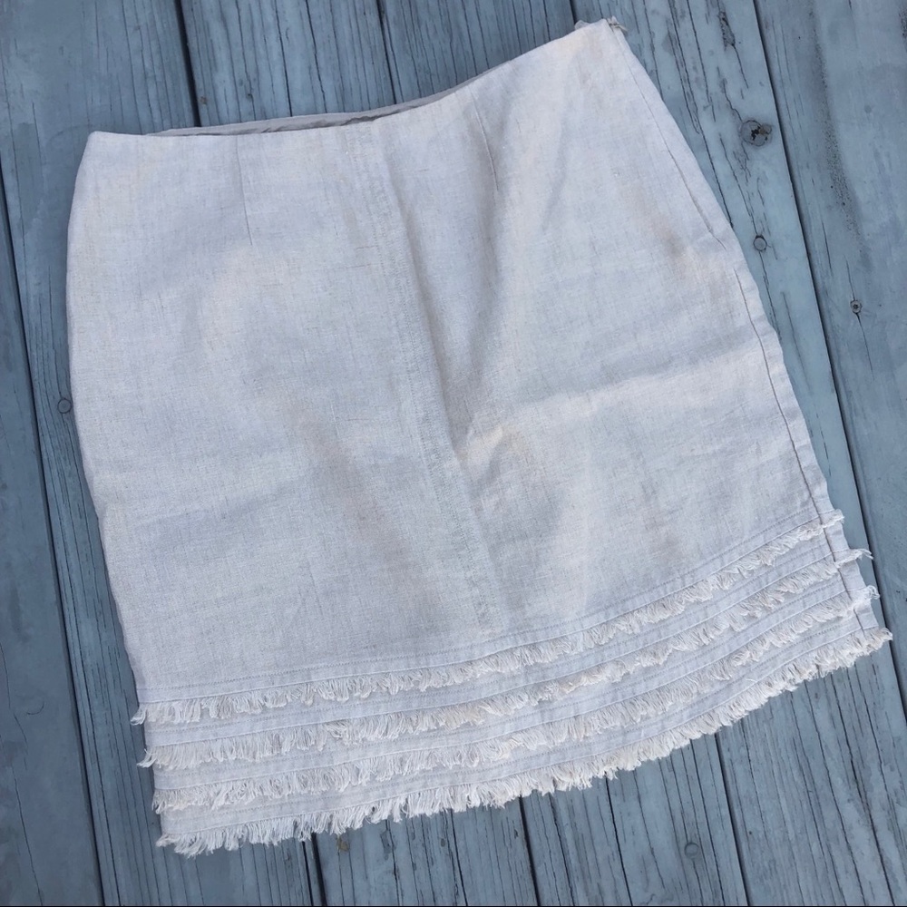 Tommy Bahama fringed linen skirt -natural linen